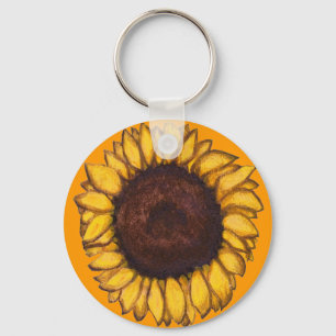 ひまわりキーチェーン陽気な黄色の花の贈り物 キーホルダー