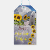 ひまわりギフトラベルポーラベアハッピーバースデー ギフトタグ (正面)