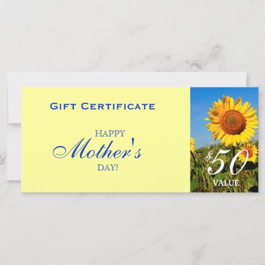 ひまわりギフト券お母さんの日 (正面)
