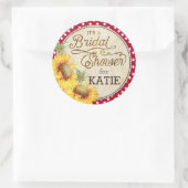 ひまわりギンガムチェック素朴ブライダルシャワーラベル ラウンドシール (バッグ)
