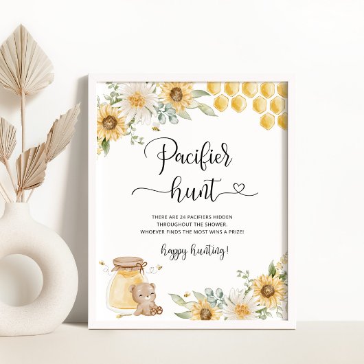 ひまわりクマおしゃぶり狩りベビーシャワーゲーム ポスター