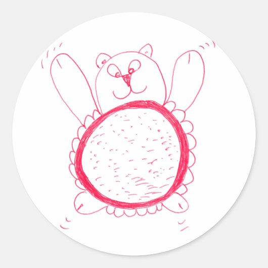 ひまわりクマ丸ステッカー ラウンドシール (正面)