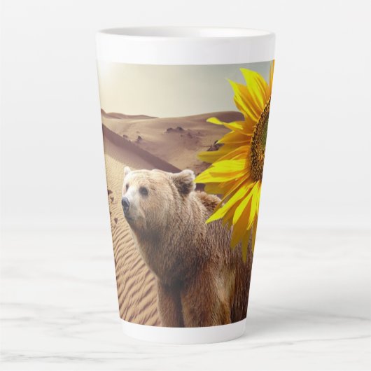 ひまわりクマ花ラテマグカップ カフェラテマグ (正面)