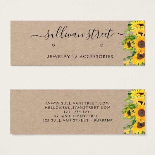 ひまわりクラフトイヤリングジュエリー表示カード (正面&裏面)