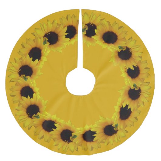 ひまわりクリスマスツリーイエローフラワーズツリースカート ブラッシュドポリエステルツリースカート (正面)