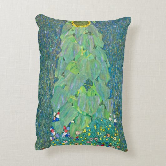 ひまわりクリムトヴィンテージ花アールヌーボー アクセントクッション (裏面(縦))