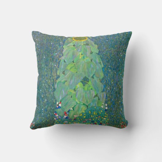 ひまわりクリムトヴィンテージ花アールヌーボー クッション (裏面)