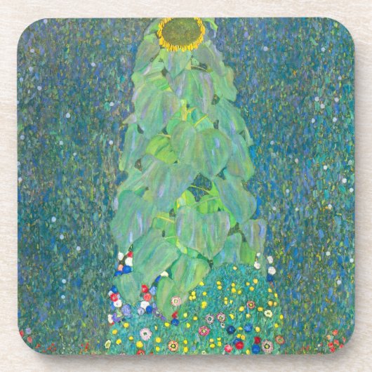 ひまわりクリムトヴィンテージ花アールヌーボー コースター (正面)