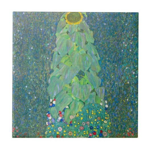 ひまわりクリムトヴィンテージ花アールヌーボー タイル (正面)