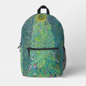 ひまわりクリムトヴィンテージ花アールヌーボー プリントバックパック (正面)