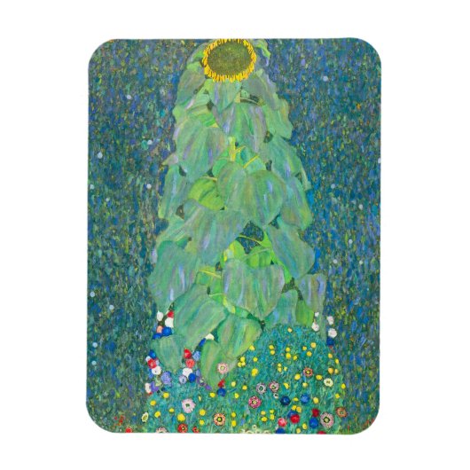 ひまわりクリムトヴィンテージ花アールヌーボー マグネット (縦)