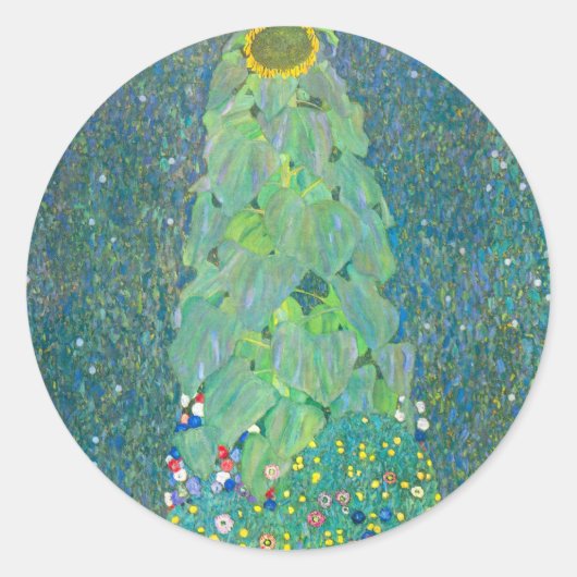 ひまわりクリムトヴィンテージ花アールヌーボー ラウンドシール (正面)