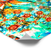 ひまわりクレイズカラフル夏パターン ポスター (角)