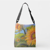 ひまわりクロスオーバーバッグとブラックロゴ クロスボディバッグ (正面)