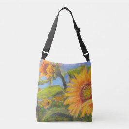 ひまわりクロスオーバーバッグとブラックロゴ クロスボディバッグ