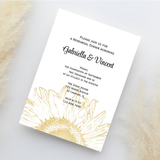 ひまわりグラフィック結婚のリハーサルディナー 招待状