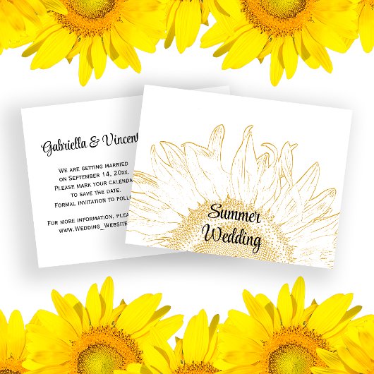 ひまわりグラフィック結婚ス夏の発表 案内ポストカード