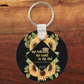 ひまわりグリッター院長キャップ飲料用コースター キーホルダー (正面)