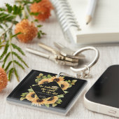 ひまわりグリッター院長キャップ飲料用コースターK キーホルダー (正面右)