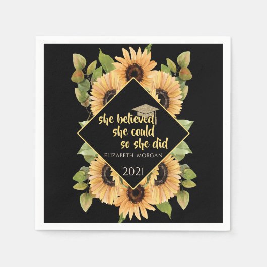 ひまわりグリッター院長キャップ スタンダードカクテルナプキン (正面)