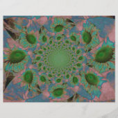 ひまわりグリーンピンクブルー抽象芸術フローラヴィンテージ (正面)