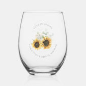 ひまわりグリーンフローラル ブライダルシャワー ステムなしワイングラス (裏面)