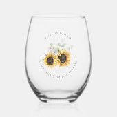 ひまわりグリーン フラワー ブライズシャワー ステムなしワイングラス (正面)