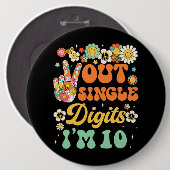 ひまわりグルービーピースアウト独身のデジットIm 10 Bir 缶バッジ (正面&裏面)