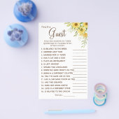 ひまわりゲストブライダルシャワーのゲームカードを検索 チラシ (シングル)