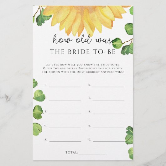 ひまわりゲーム花嫁の年齢 (正面)