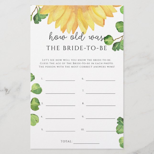 ひまわりゲーム花嫁の年齢 (正面)