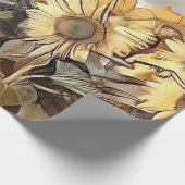 ひまわりコレクションの水彩画エレガント野 ラッピングペーパー (角)