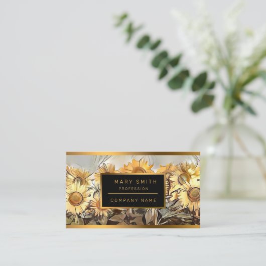 ひまわりコレクションの水彩画エレガント野 名刺 (スタンド正面)