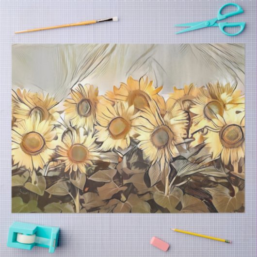 ひまわりコレクションの水彩画エレガント野 薄葉紙 (クラフト)