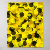 ひまわりコンテンポラリー抽象芸術ドット黄色自然 ポスター (正面)