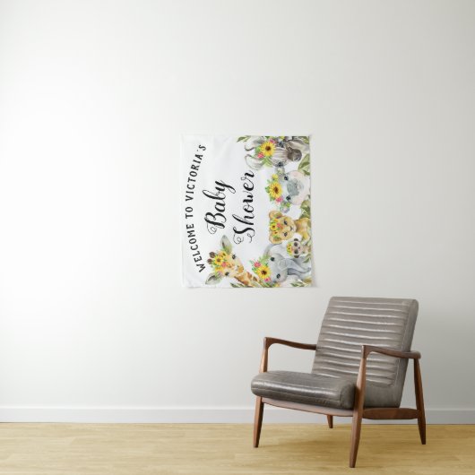 ひまわりサファリ ベビーシャワーバナー 背景 S タペストリー (インサイチュ)