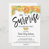 ひまわりサプライズ誕生日退職パーティー 招待状 (正面/裏面)