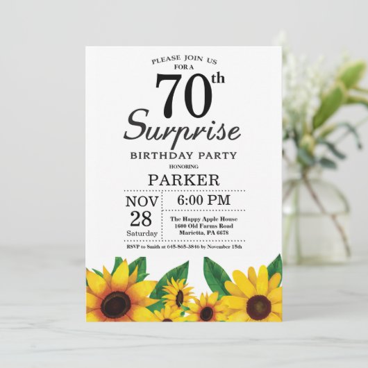 ひまわりサプライズ70誕生日招待状 招待状 (スタンド正面)