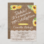 ひまわりサプライズ75th誕生日招待状のための女性 招待状 (正面/裏面)