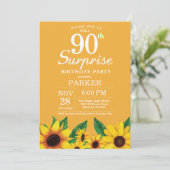 ひまわりサプライズ90誕生日招待状 招待状 (スタンド正面)