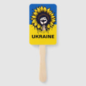 ひまわりサポートウクライナ国旗のプリント ハンドファン (裏面)
