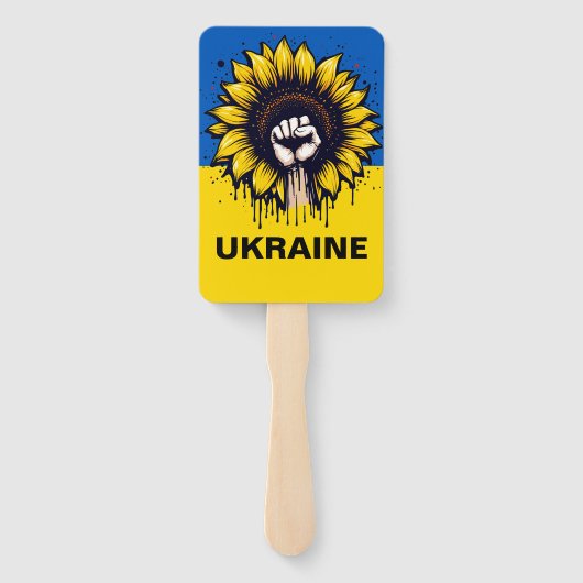 ひまわりサポートウクライナ国旗のプリント ハンドファン (裏面)