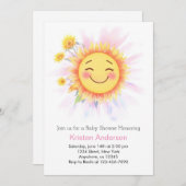 ひまわりサンシャインボホガールベビーシャワー 招待状 (正面/裏面)