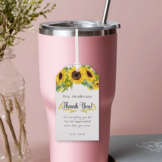 ひまわりサンフラワーありがとう先生メンター感謝 ギフトタグ