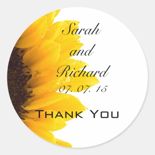ひまわりサンフラワーサンキュー結婚式の引き出物シール ラウンドシール (正面)