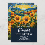 ひまわりサンライズ50th誕生日パーティーまたは任意の年齢 招待状 (正面/裏面)