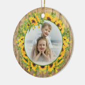 ひまわりサークルフレーム写真テンプレート祖父母 セラミックオーナメント (左)