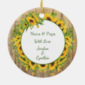 ひまわりサークルフレーム写真テンプレート祖父母 セラミックオーナメント (裏面)