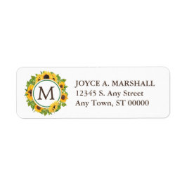 ひまわりサークルモノグラム差出人住所ラベル ラベル