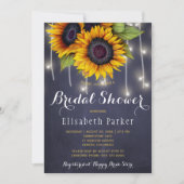 ひまわりシック素朴なストリングライトブライダルシャワー 招待状 (正面)